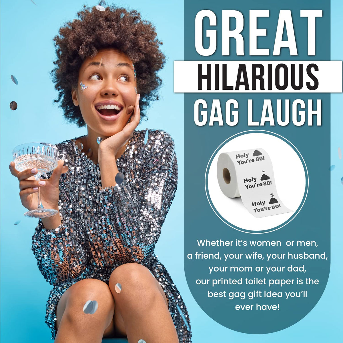 Papel Higiénico Novelty Hilarious Gag para 80 Cumpleaños