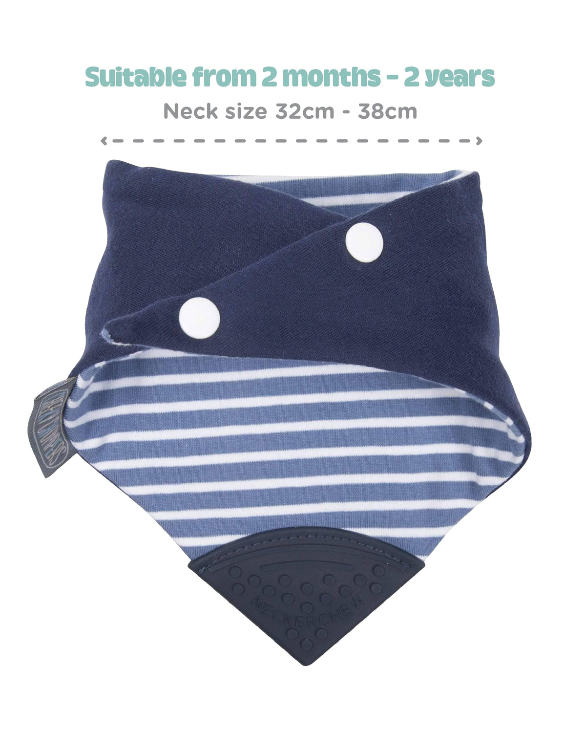 Babero para dentición Chewy original: babero reversible superabsorbente para dentición de bebés. Cheeky Chompers mordedores de silicona de grado alimenticio sin BPA | Preppy Stripes Neckerchew