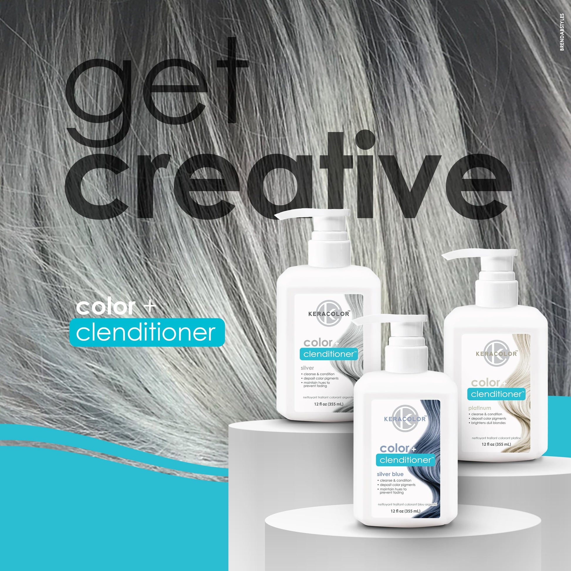 Keracolor Clenditioner - Acondicionador Deposita Color en Cabello, 15 tonos | Sin Crueldad, Color Platino - 354,88ml