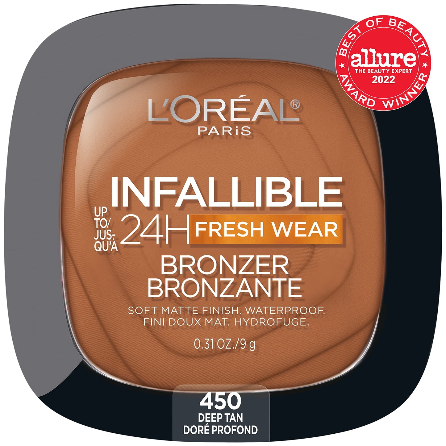 L'Oréal Paris, Infallible 32h Freshwear Soft Matte Bronzer, Tono 450 deep tan, 9g