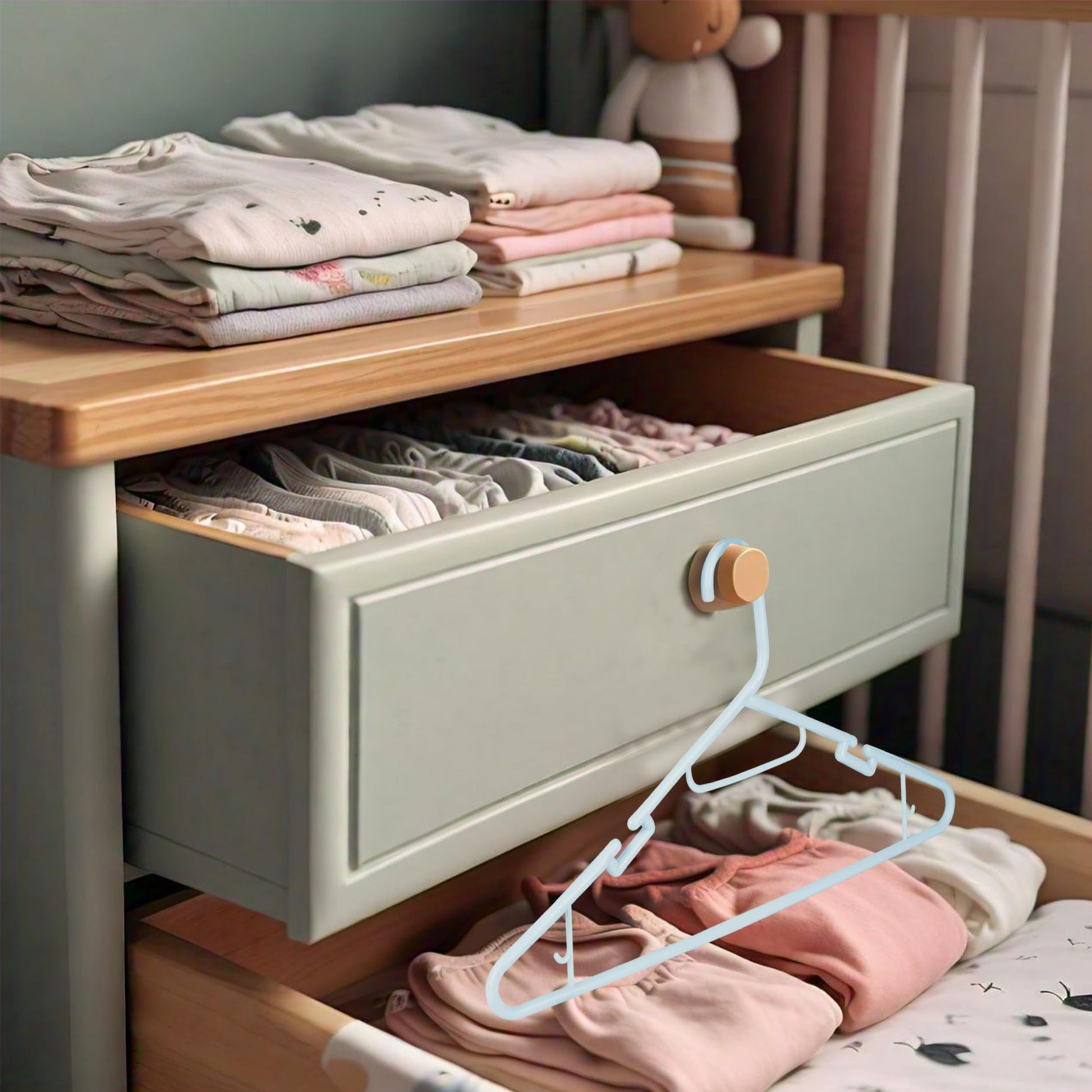 Atmos Homeware Ganchos para Ropa de Niños | Ganchos de Plástico Premium para Colgar Ropa de Niño, Niña y Bebé | Gruesos, Resistentes y Duraderos | Paquete de 20 Perchas para Ropa Infantil Color Azul