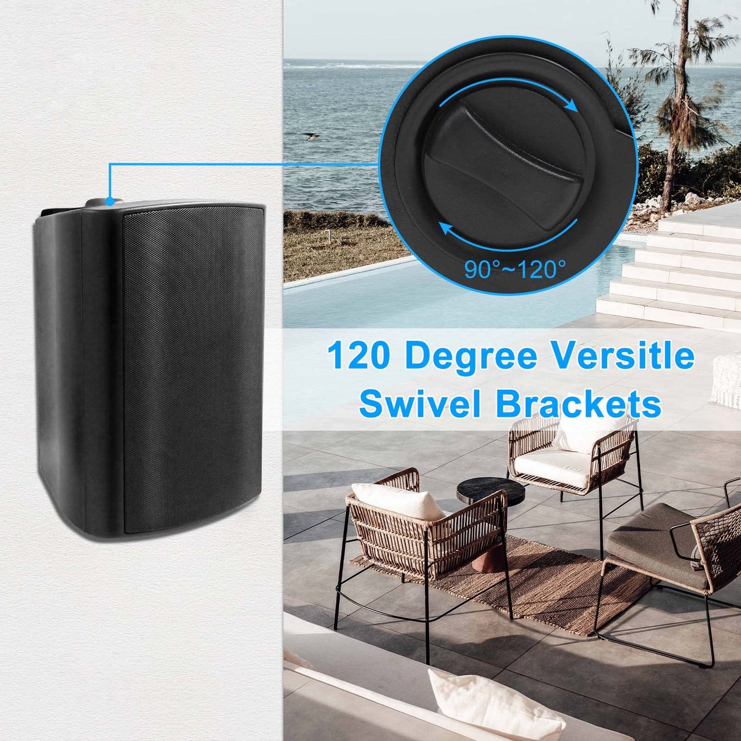 Herdio Bocinas para Exterior,6.5 Pulgadas 400W Altavoces para Exteriores, Resistente al Agua, Adecuado para el hogar, Patio, Terraza,Patio Trasero，Durabilidad en Todo Tipo de Clima (Negros)