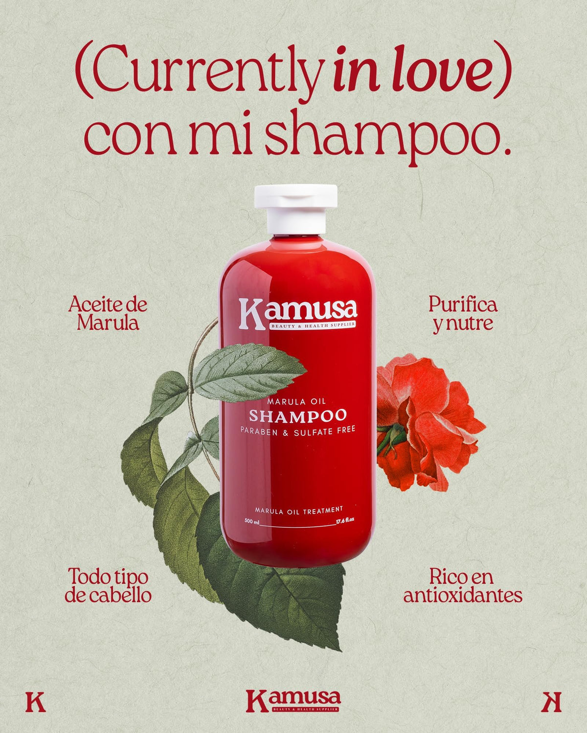 Shampoo Kamusa Marula Sin Sulfatos Reparador e Hidratante