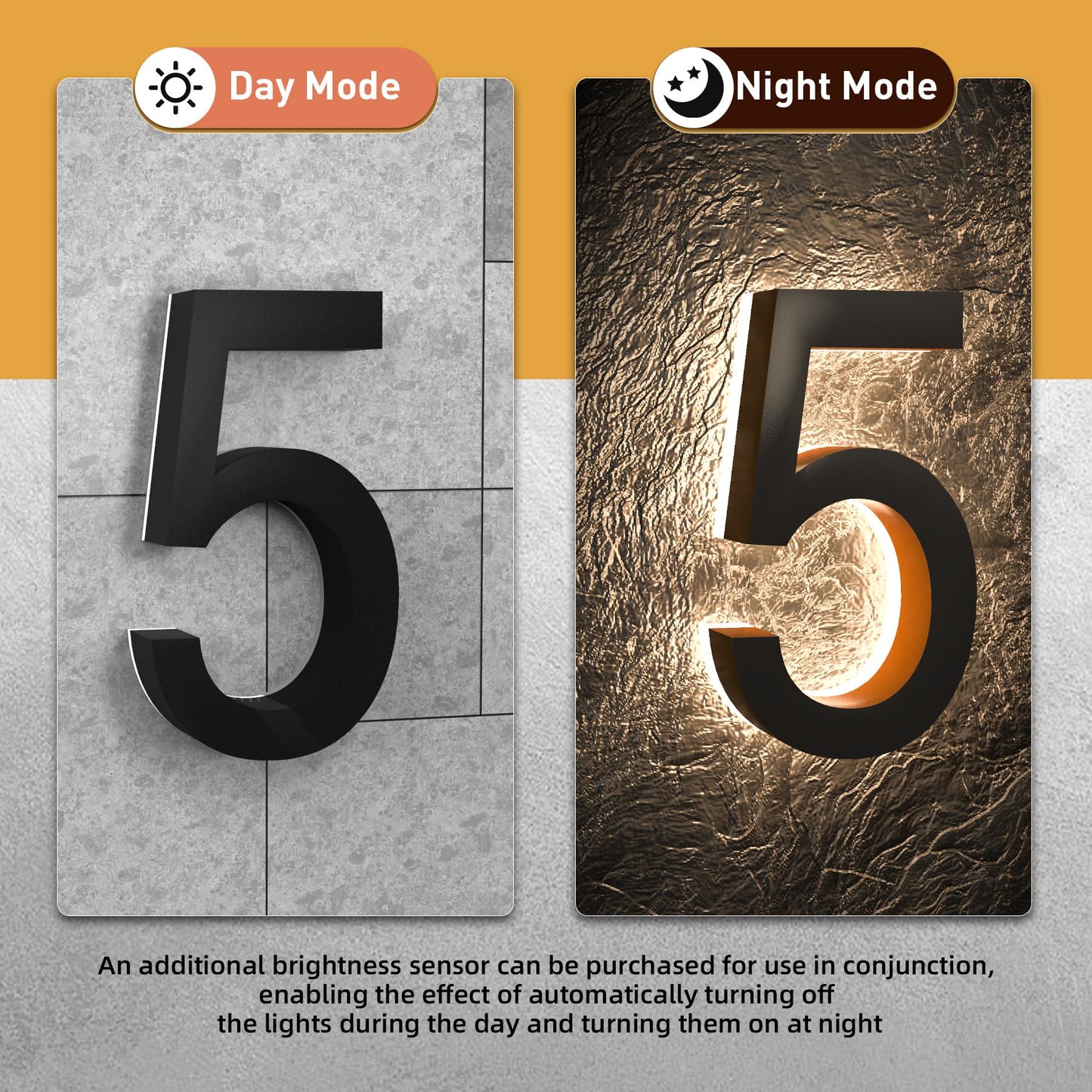 Números de Casa LED MIDIT Acero Inoxidable Iluminados Impermeables 7 Pulgadas Acrílico Transparente