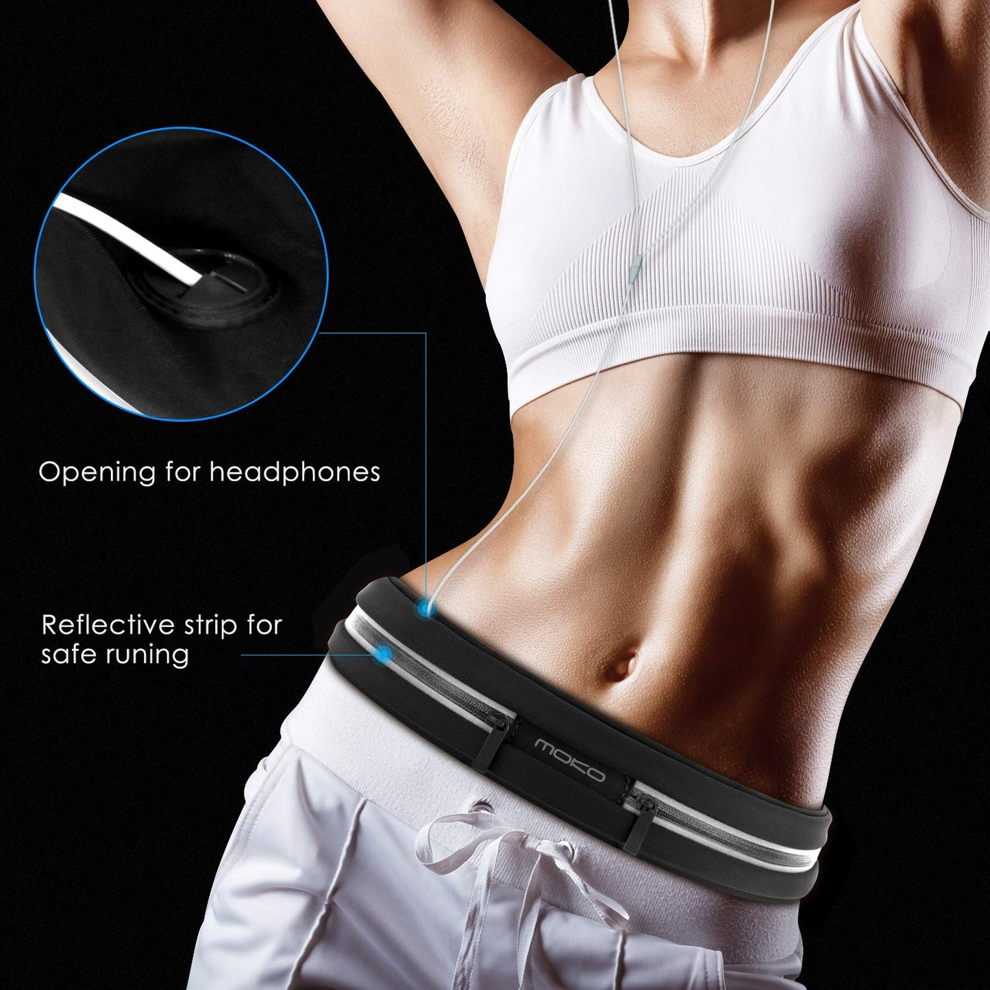 Cinturón Deportivo MoKo Azul Reflectante Resistente al Sudor Compatible con iPhone para Hombre y Mujer