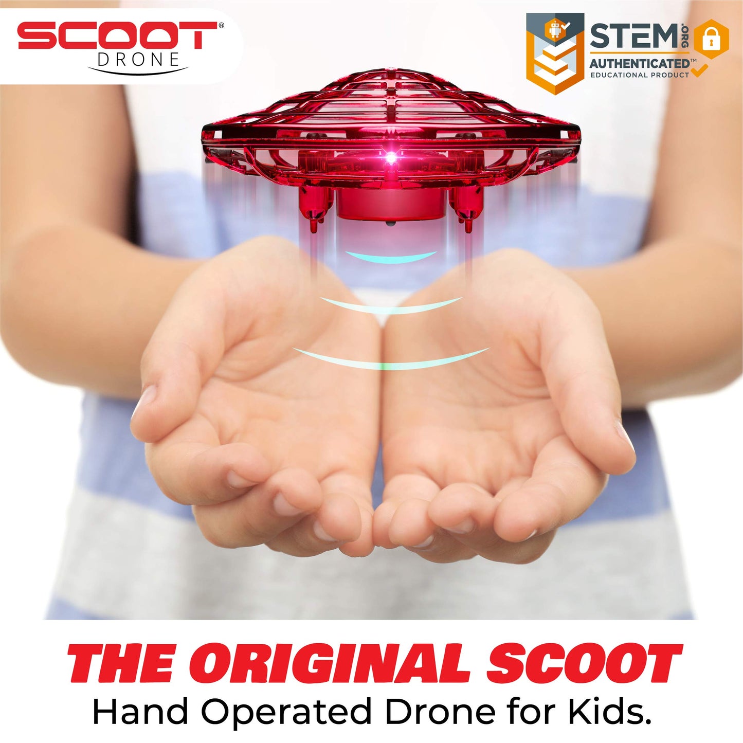 Force1 Scoot - Dron manual para niños o adultos, mini dron con sensor de movimiento manos libres, fácil de interior, pequeño ovni juguete de bola voladora para niños y niñas (rojo)