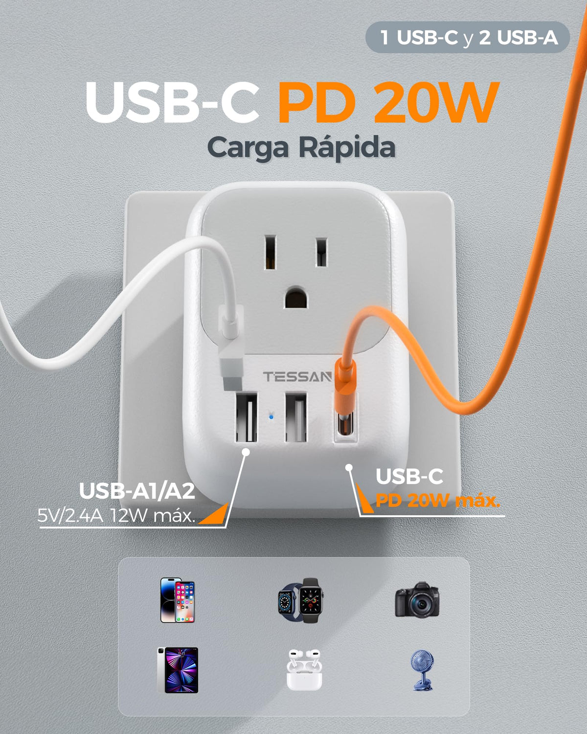 Adaptador de Corriente TESSAN Argentina Australiano Viaje