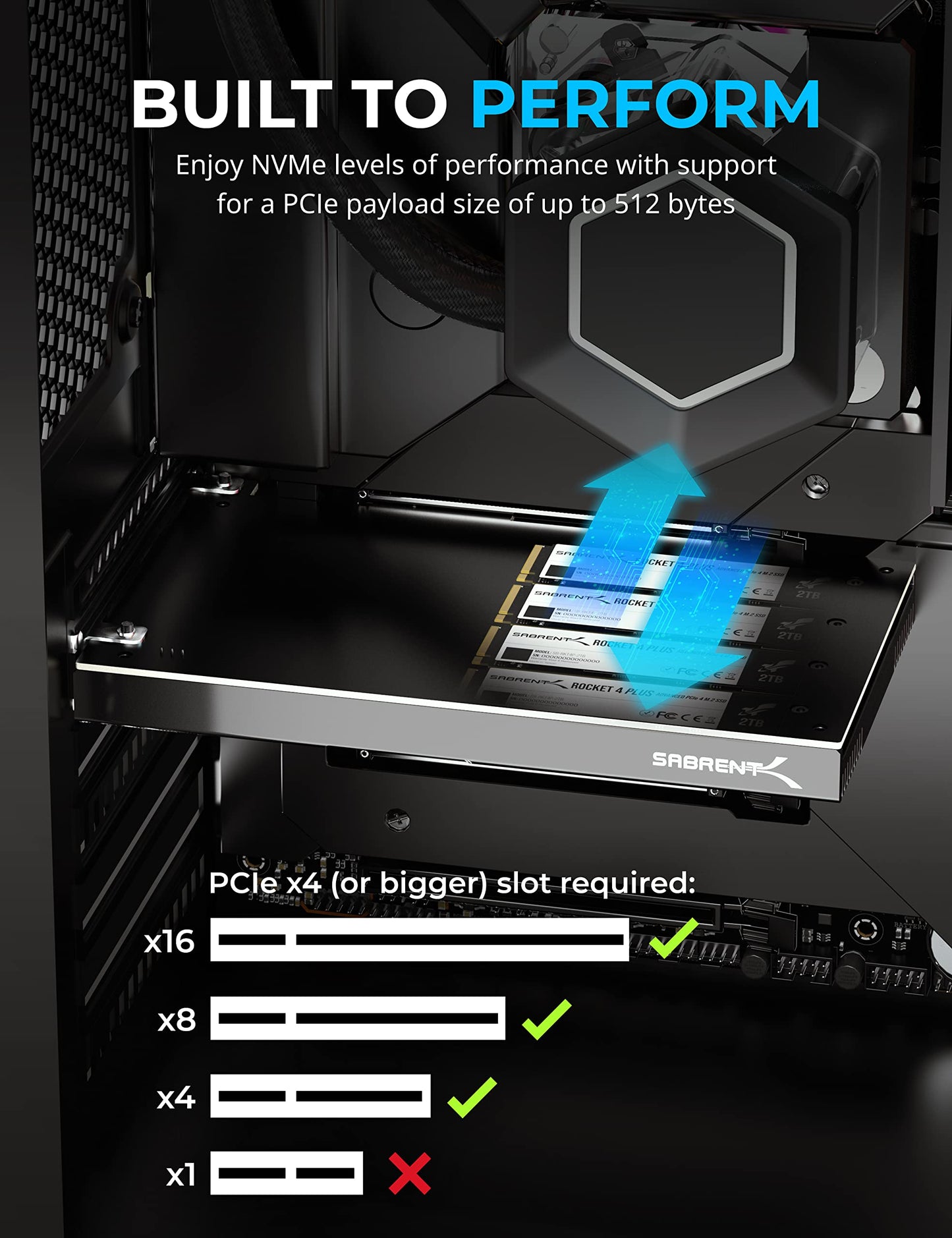 Tarjeta Adaptadora NVMe M.2 SSD Sabrent PCIe 3.0 x4 4 Unidades