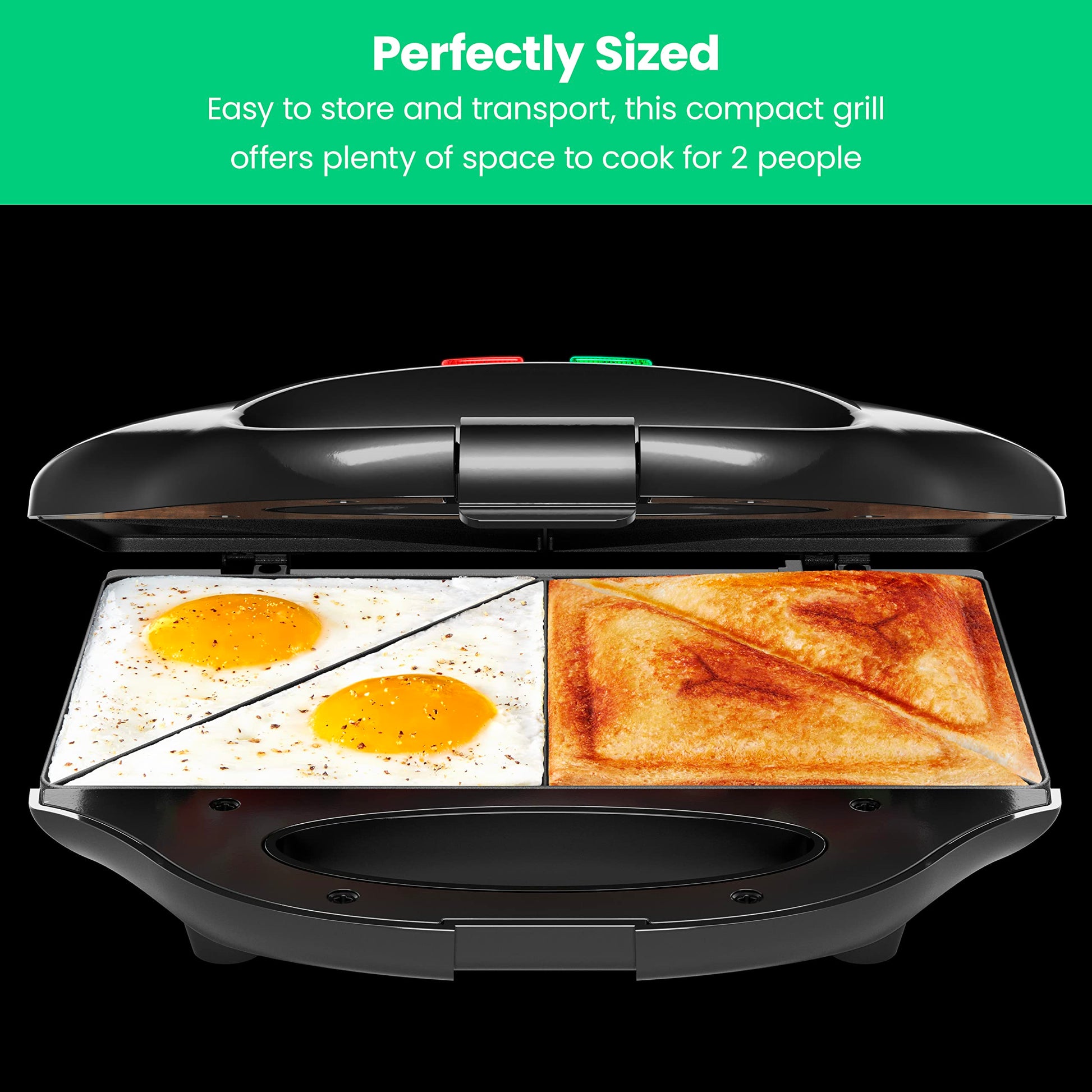 Chefman Sandwichera portátil, compacta, antiadherente, prensa Panini, prensa de sándwich y quesadilla, con luces indicadoras, tapa de bloqueo
