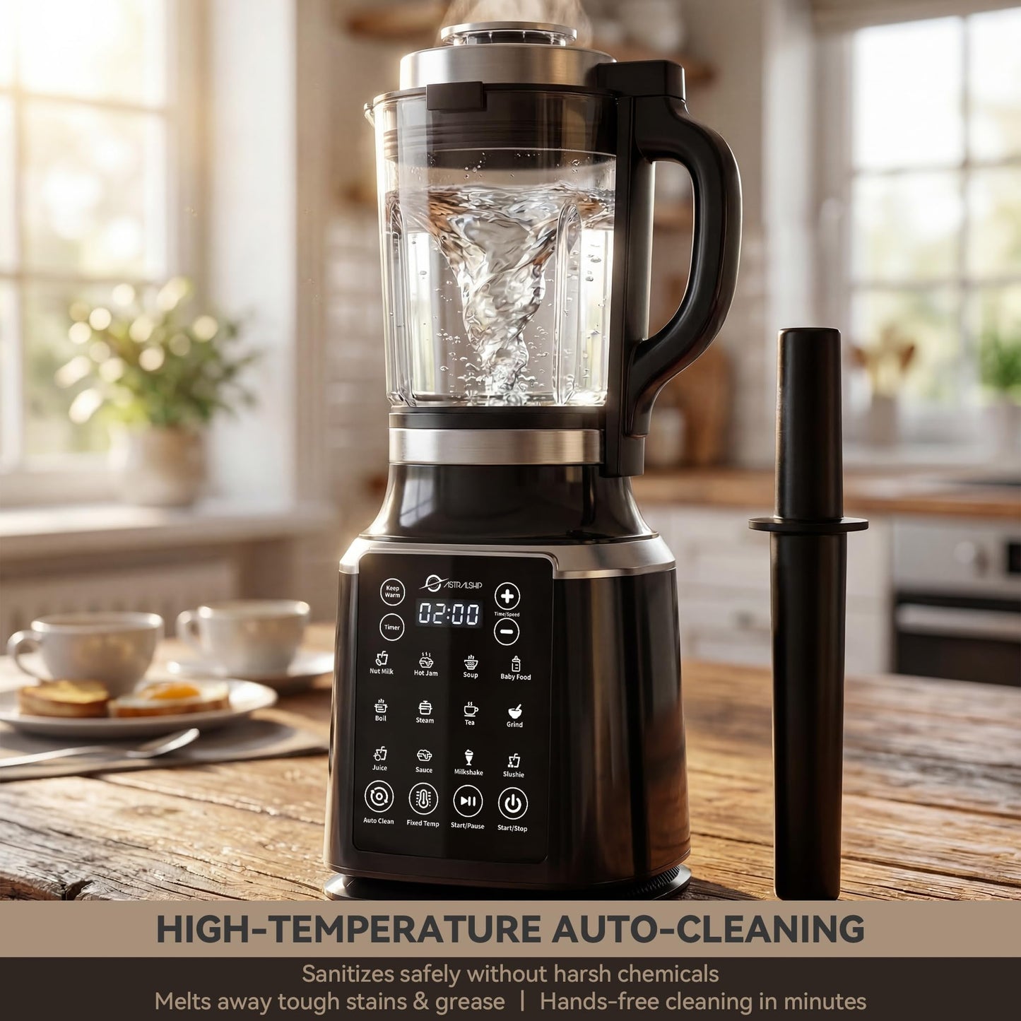 Licuadoras de vidrio para cocina con manipulación, licuadora para batidos, licuadoras profesionales de motor de 1500 W, 9 velocidades ajustables, 14 programas preestablecidos, licuadora de calefacción