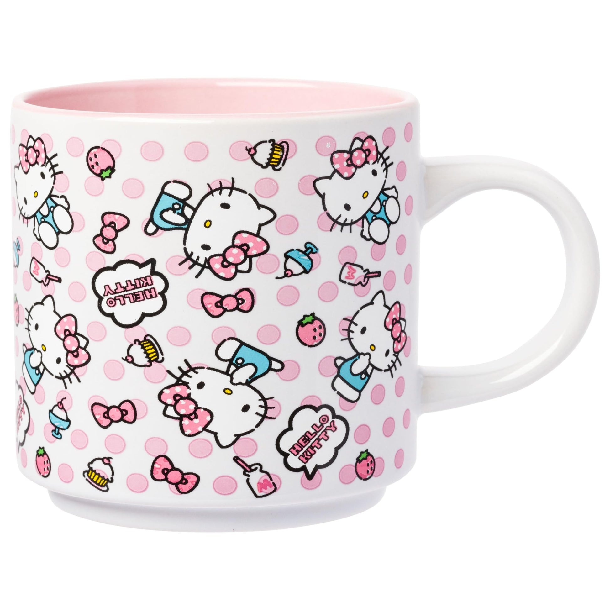 Taza de Cerámica Silver Buffalo Hello Kitty Lunares Blanca 13 Onzas