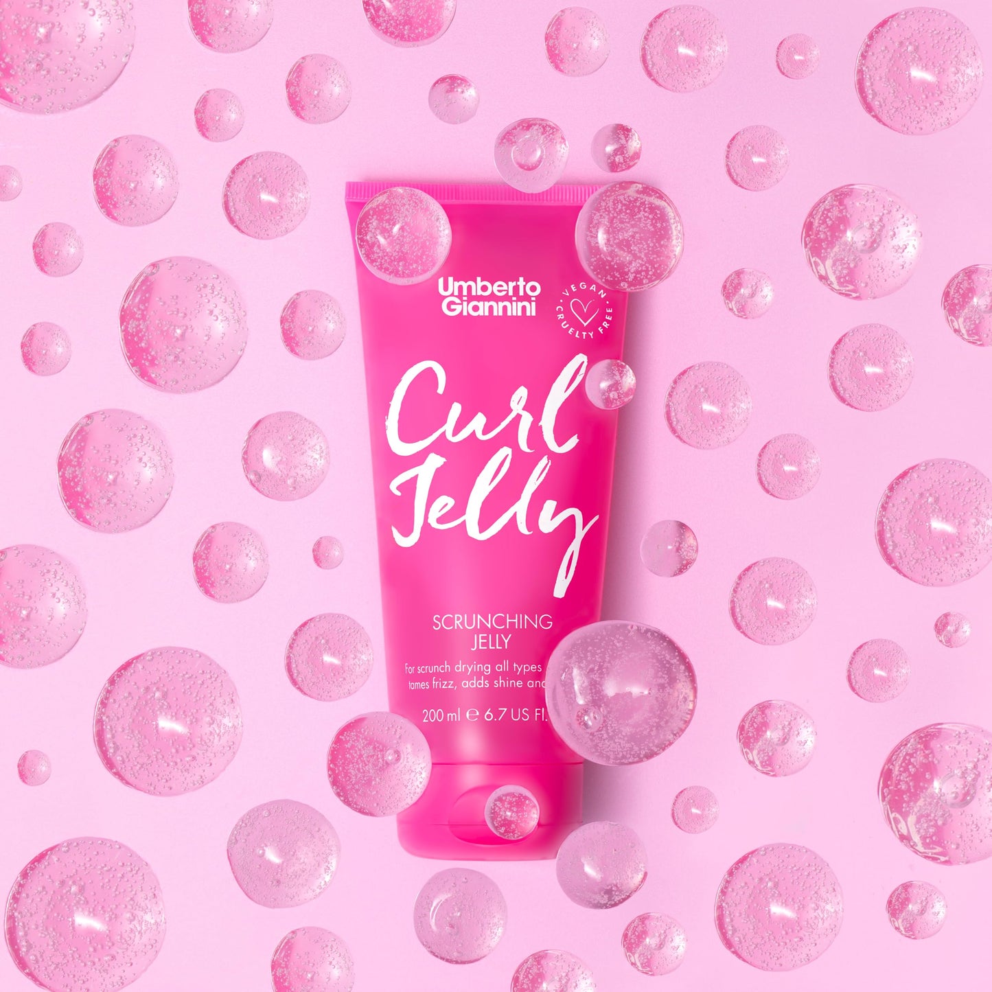 Umberto Giannini Curl Jelly Scrunching Jelly, Vegano Y Cruelty Free Frizz Solution Gel Para Cabello Rizado U Ondulado, 200 Ml Rosa