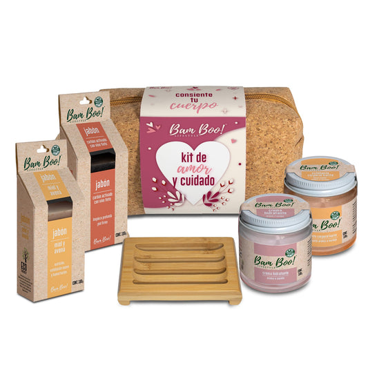 Cosmetiquera Skincare Kit Amor Y Cuidado Regalo Bam Boo! Lifestyle Crema, Exfoliante, Jabones y Jabonera