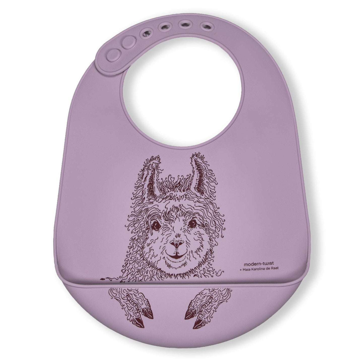 Modern Twist, 100% Pure Silicone Baby Bucket Bib, Llama, Lavender