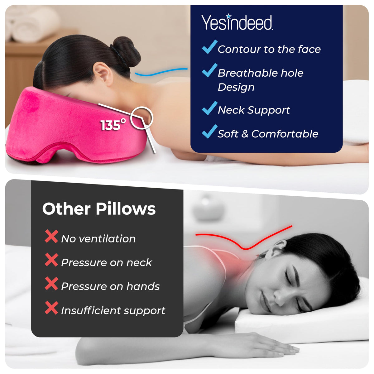 Almohada Facial de Espuma Viscoelástica Ajustable para Masaje y Spa