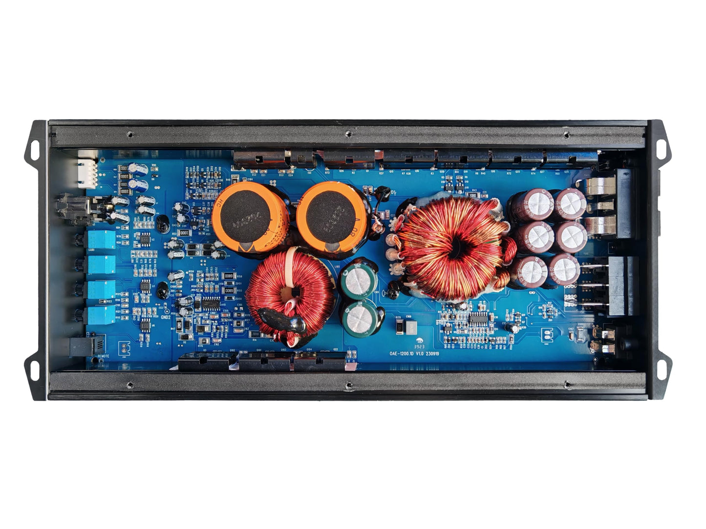 Amplificador Monobloque OceanAudio OAE-1200.1D 2400W con control remoto de subwoofer