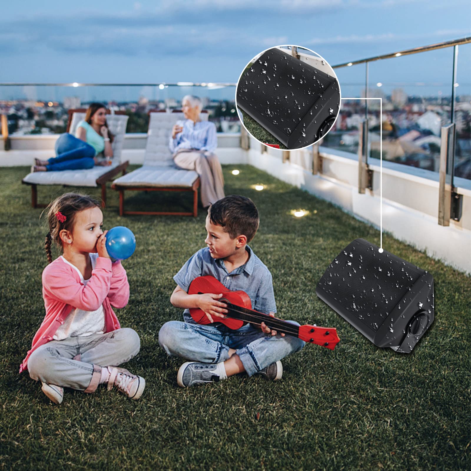 STUDIOFINIX Altavoces de 5.25 Pulgadas, 600 vatios para Interiores y Exteriores, con cúpula estéreo Superior,Compatible con Bluetooth (4 Altavoces)