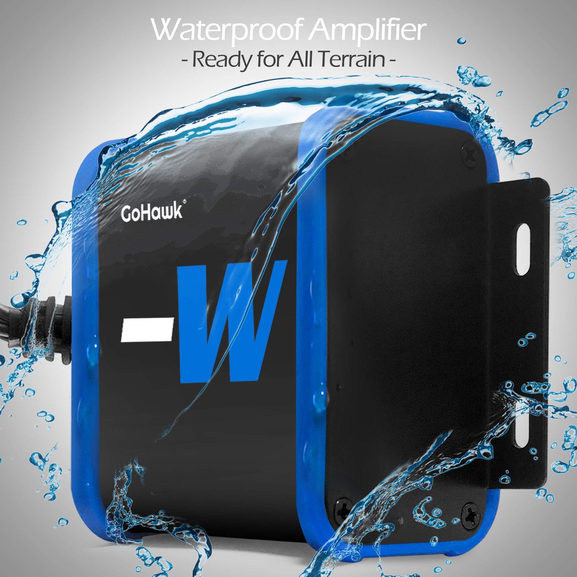 GoHawk TN4-W - Amplificador impermeable de 4 pulgadas, rango completo Bluetooth para motocicleta, altavoces estéreo de 1 a 1.25 pulgadas. Sistema de amplificador de audio para montaje en manubrio
