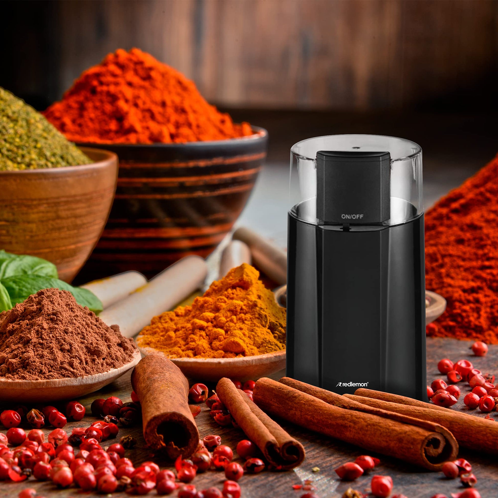 Molino de Café Eléctrico Redlemon Negro con Cuchillas de Acero Inoxidable para Prensa Francesa, Cafetera de Goteo y Espresso