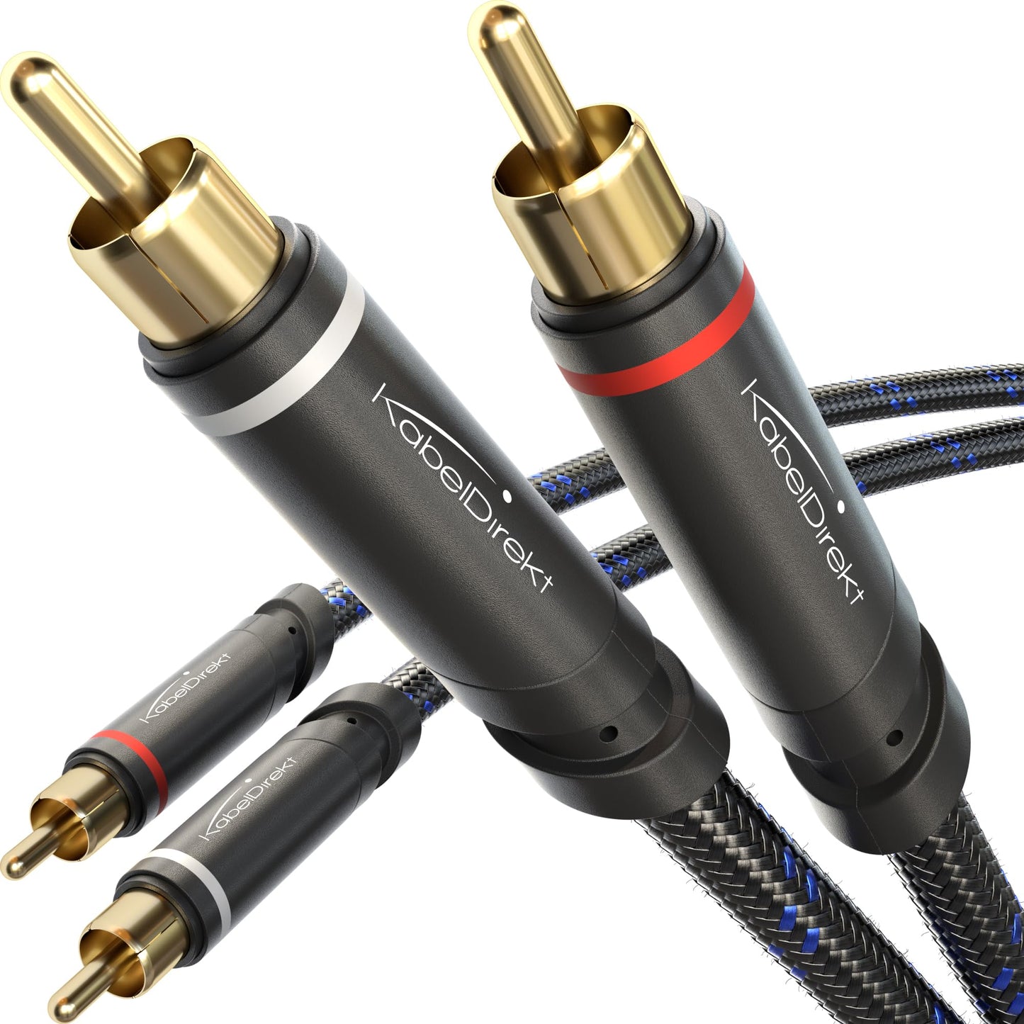 KabelDirekt – Cable audio estéreo – 6ft/2m – 2×2 RCA, trenzado