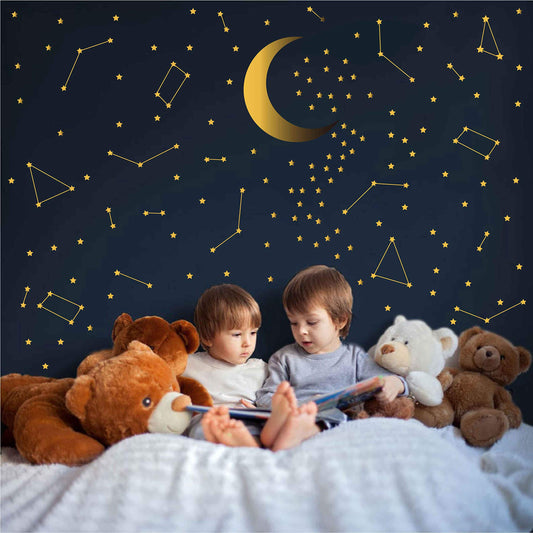 Decoración de Pared Melissalove Dorado Constelación Desmontable para Habitación Infantil