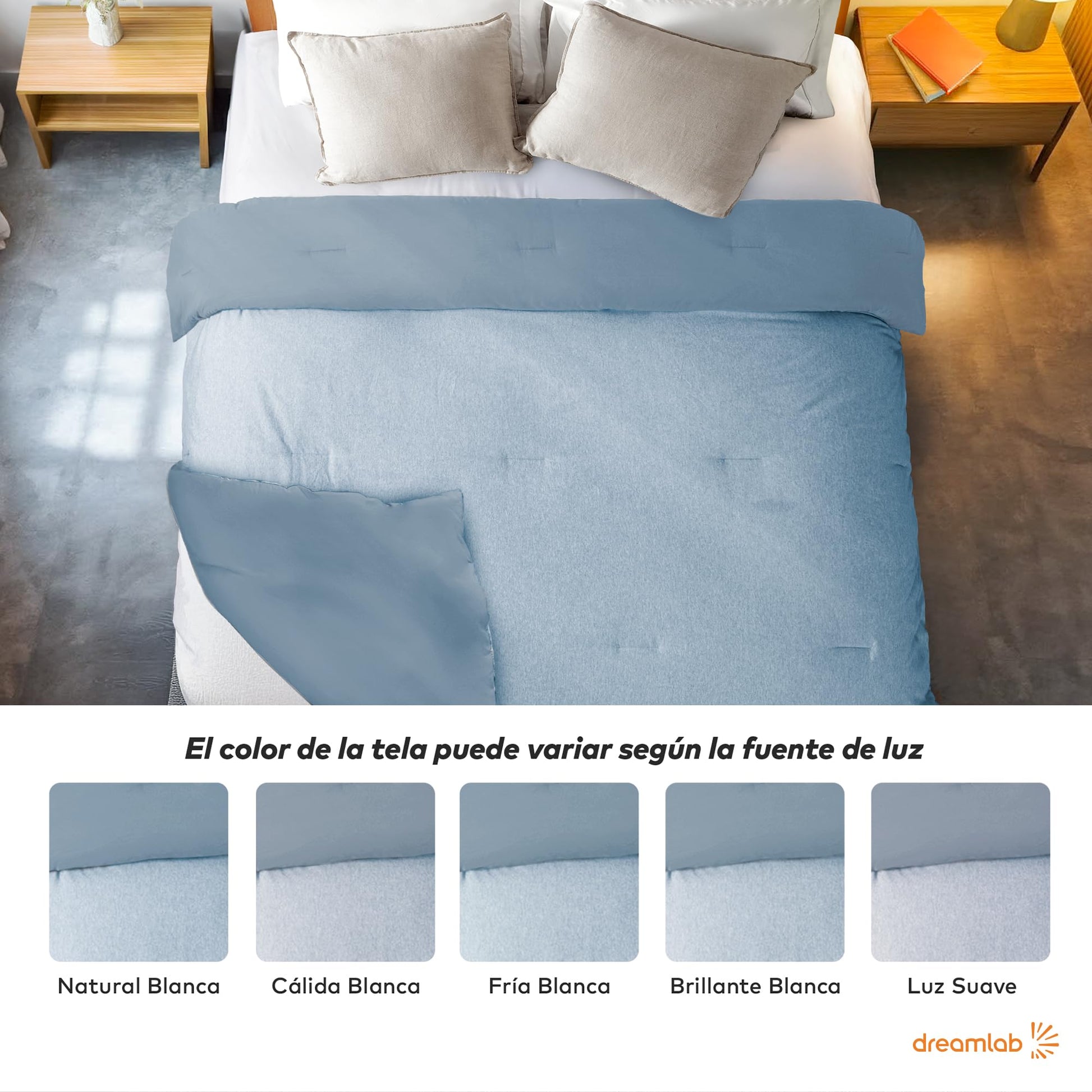 Edredón Dreamlab Azul Mezc. Jaspeado Acolchado Hipoalergénico King Size