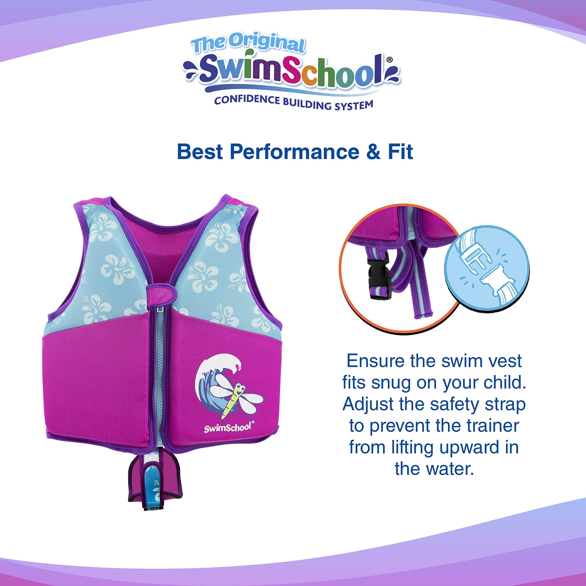Chaleco de Natación SwimSchool Rosa Aguamarina con Hombros Acolchados para Niños