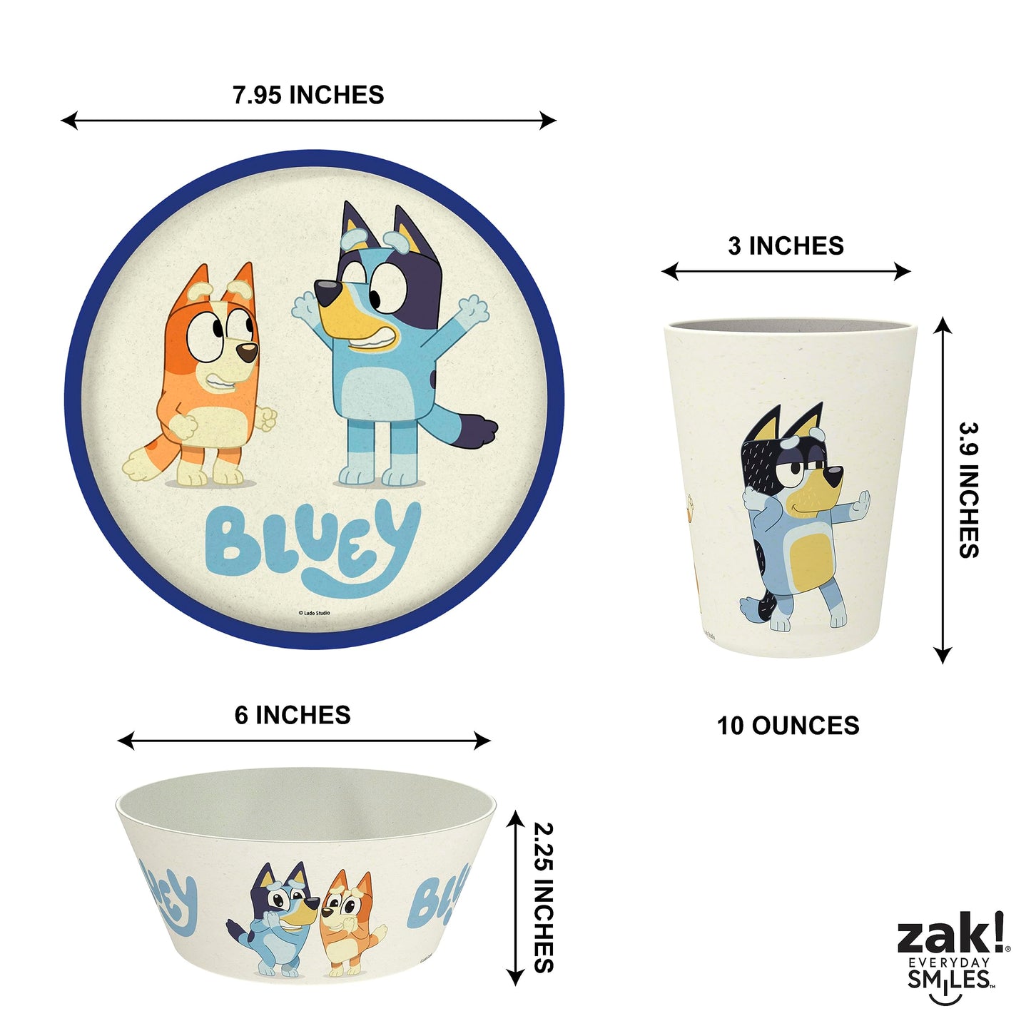 Juego de Vajilla para Niños Zak Designs Azul Melamina Sostenible de 3 Piezas