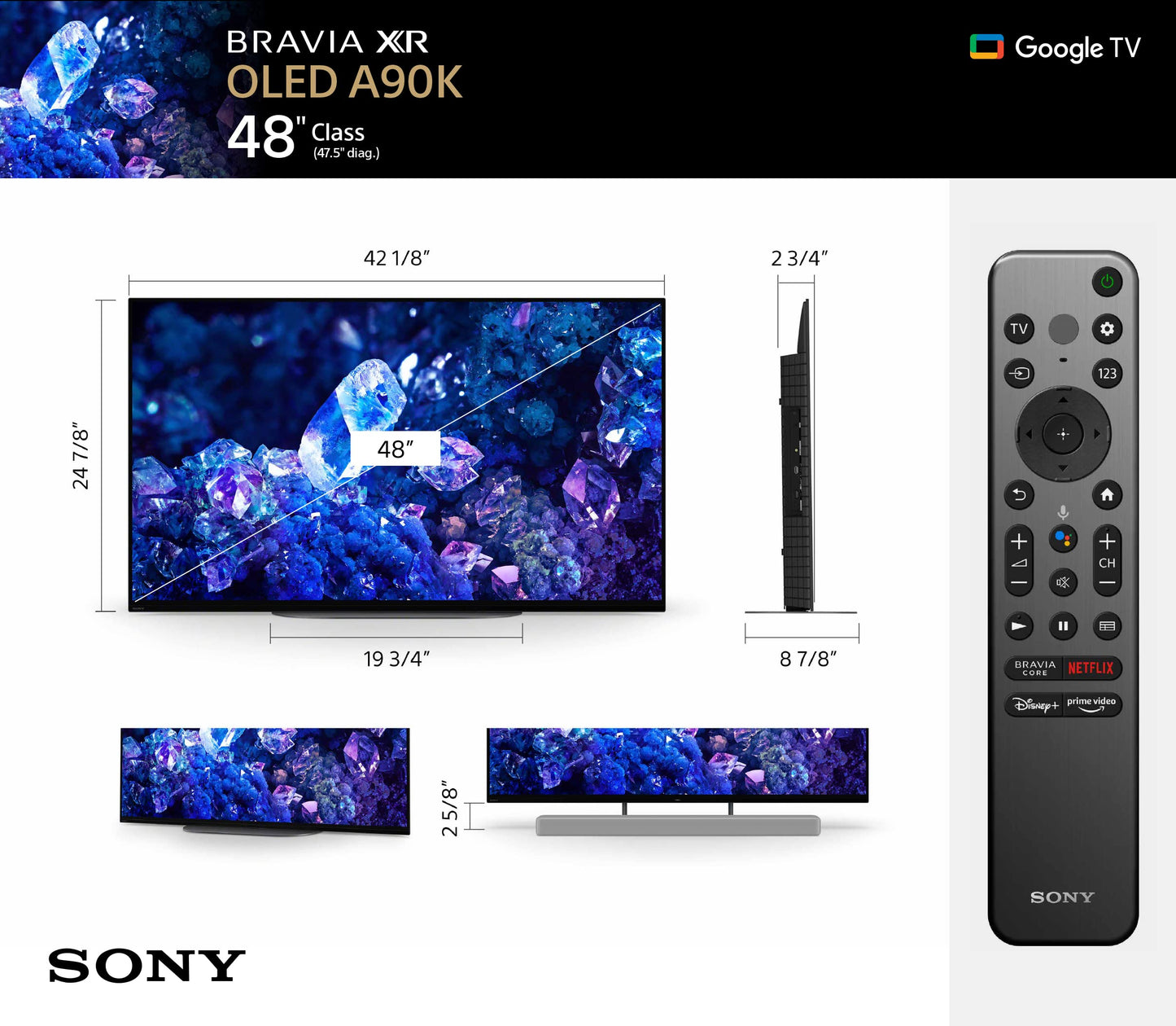 Pantalla OLED Sony XR48A90K BRAVIA Master Series 4K Ultra HD HDR 48 Pulgadas Modelo 2022