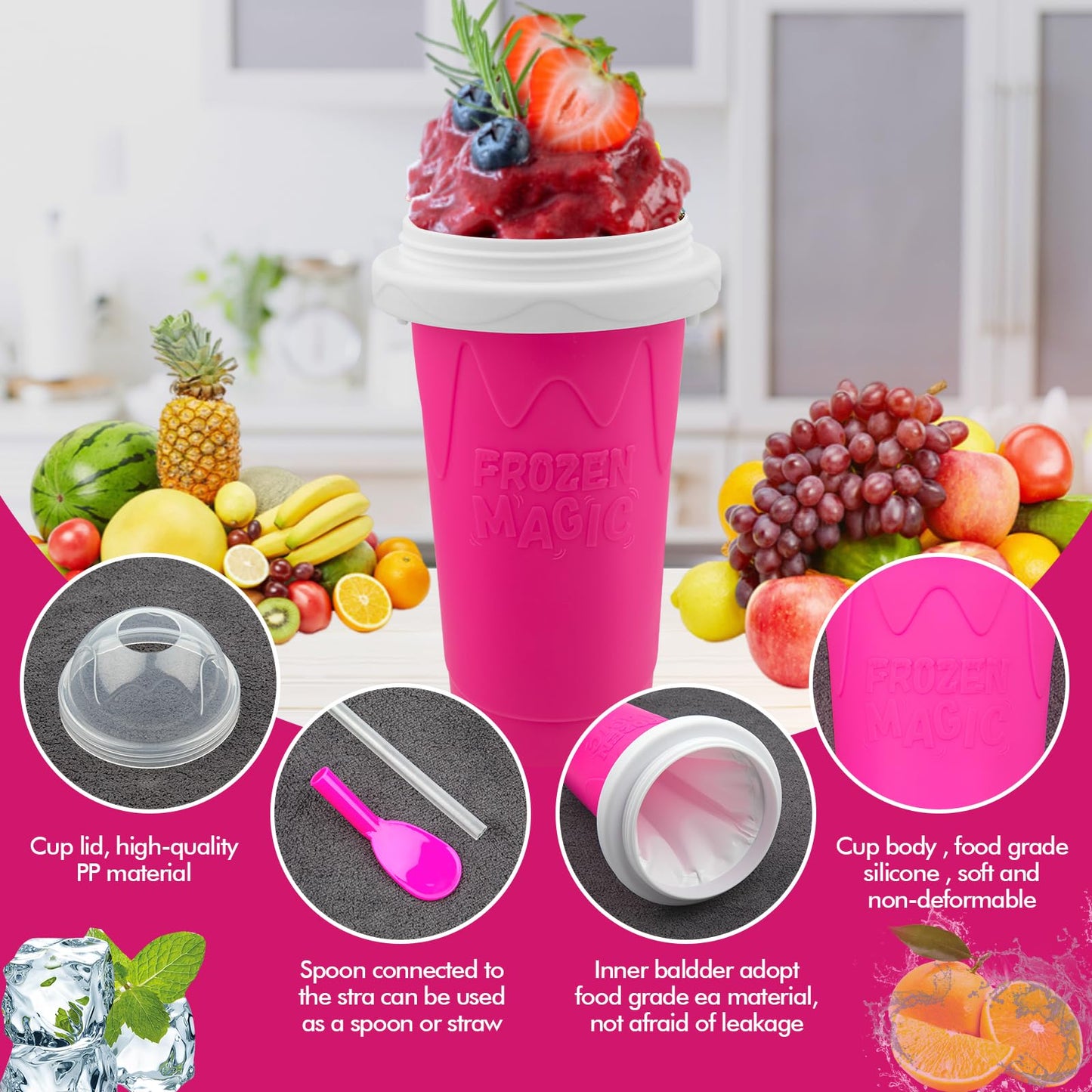 Jairuty - Taza para hacer granizados, tazas mágicas de congelación rápida para hacer helados de licuado de leche casera, taza para hacer granizado de doble capa, regalos de cumpleaños para niños
