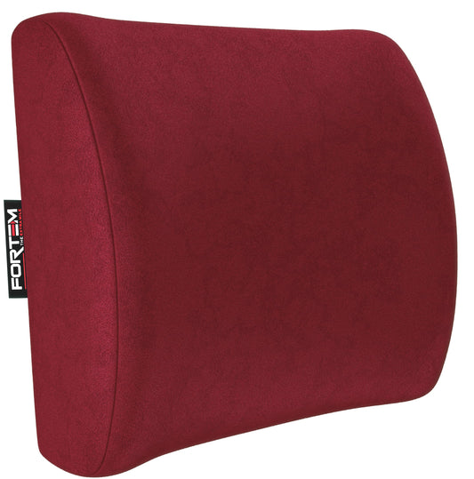 FORTEM Cojín Lumbar de Silla de Oficina, Almohada de Apoyo Lumbar, Cojín Lumbar para Silla de Escritorio, Almohada Viscoelástica para la Espalda, Funda Lavable (Rojo)