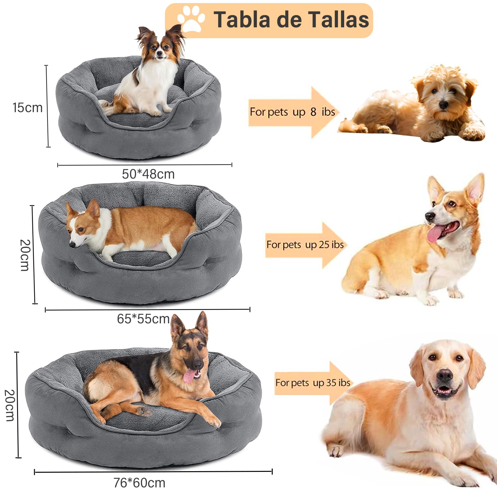Cama para Perro OPUEW Gris con Fondo Antideslizante y Terciopelo Lavable para Mascotas Pequeñas