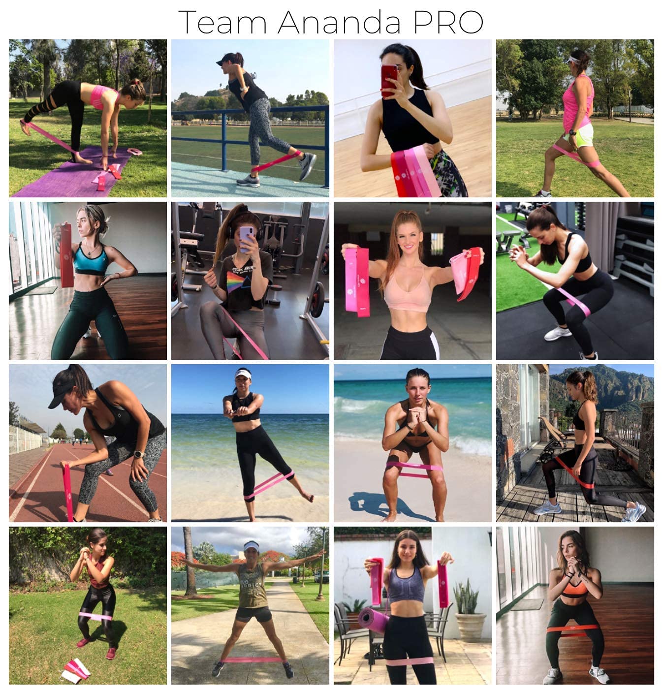 Set de Bandas de Resistencia Ananda PRO, Negro, Látex 100% Natural, para Fitness y Entrenamiento Integral