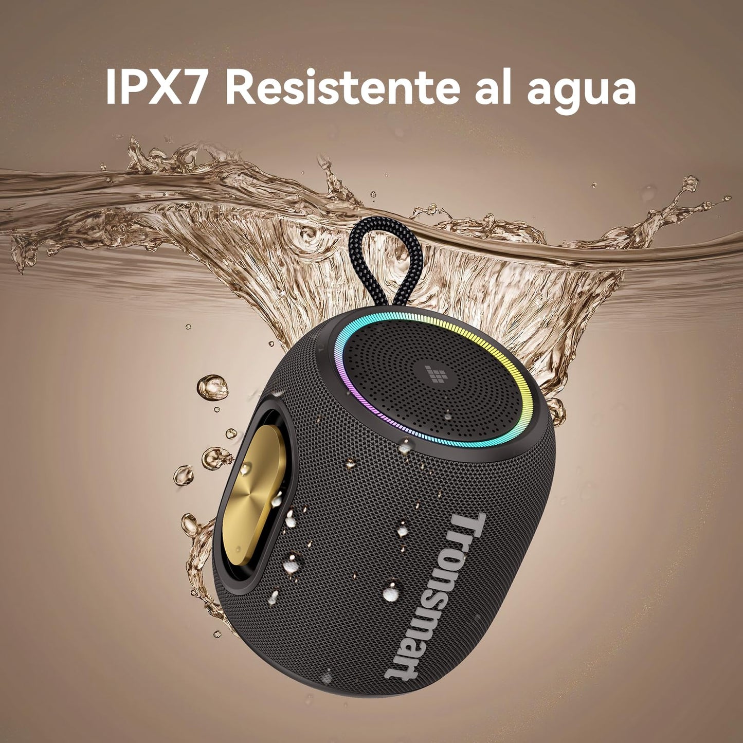Tronsmart T8 Mini Bocina Bluetooth Portátil, Sonido equilibrado en 360°, IPX7, hasta 20 Horas de batería (Negro)