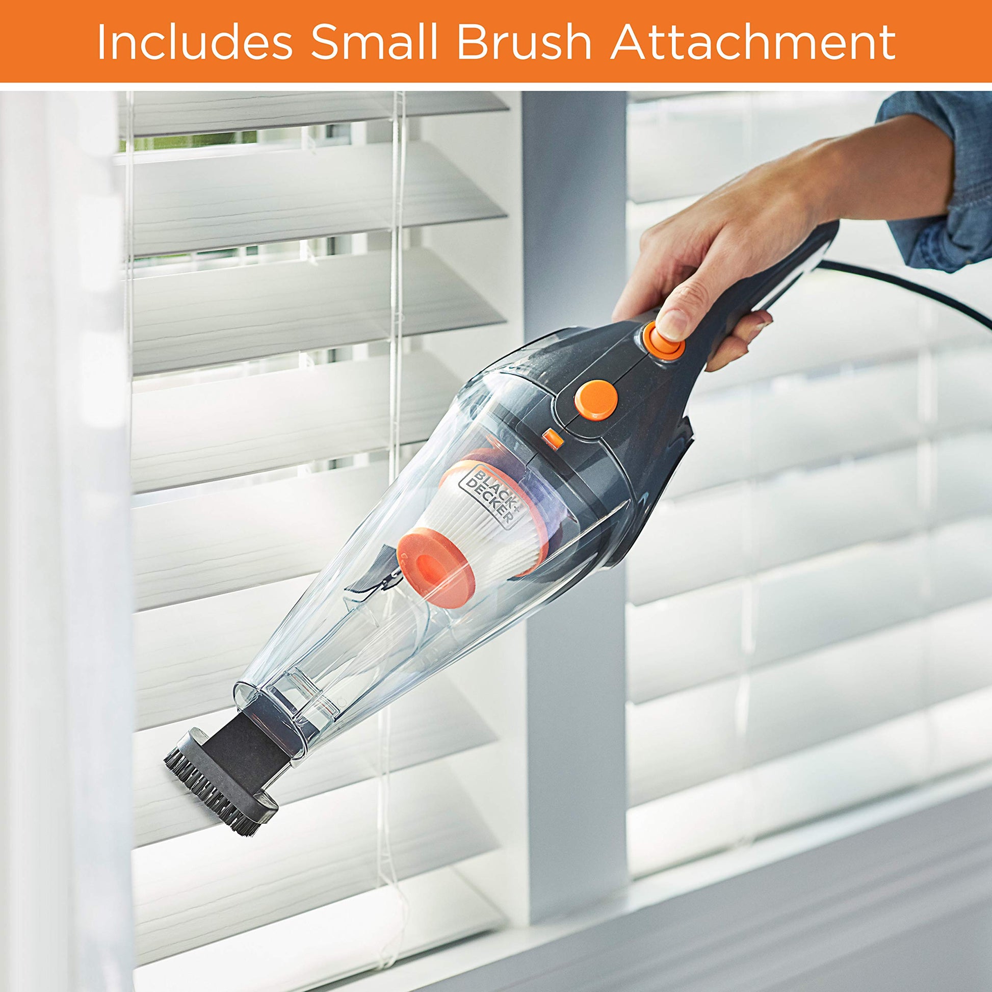BLACK+DECKER Aspiradora Vertical, Gris metálico con Naranja