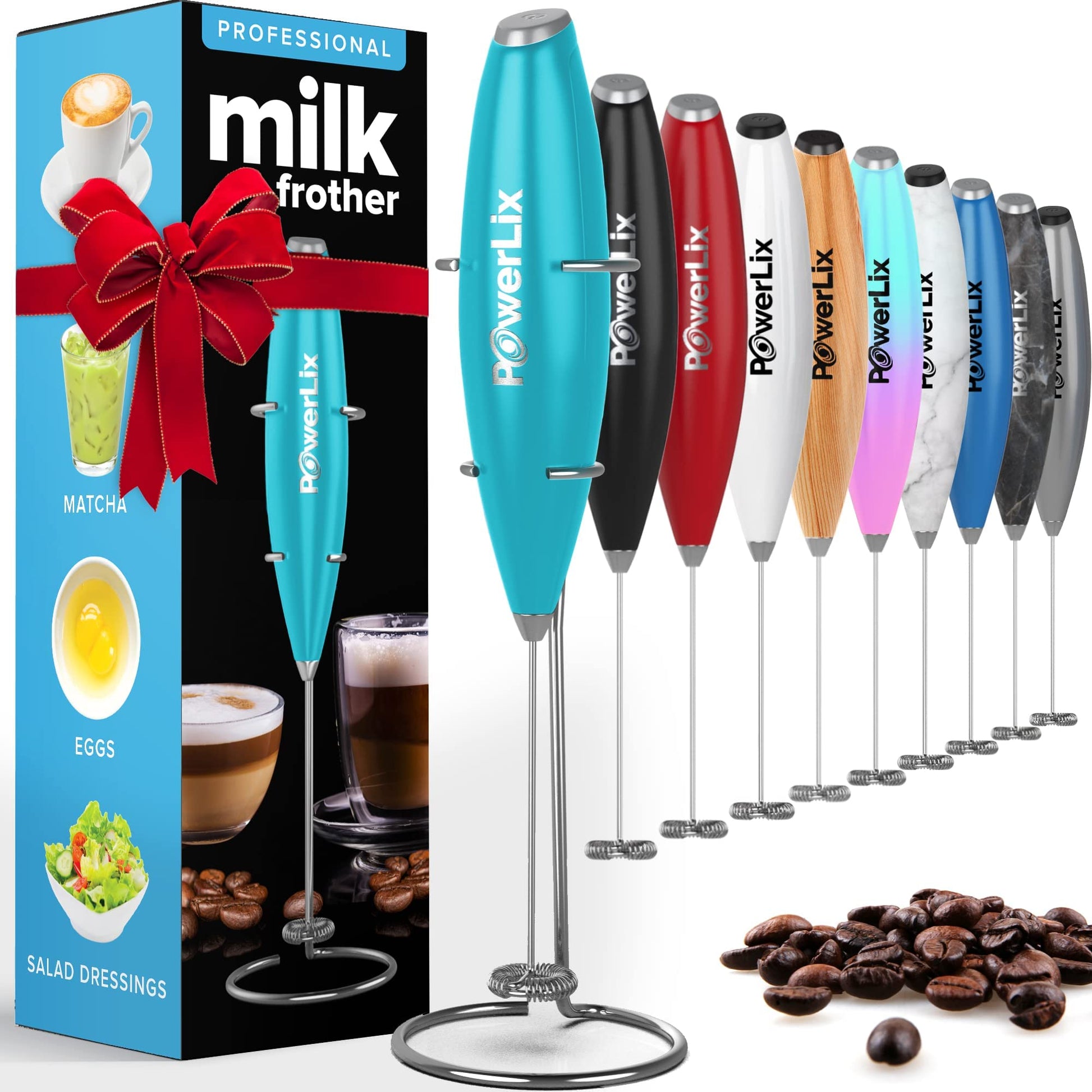 Espumador de Leche PowerLix Plata Duradero con Soporte de Acero Inoxidable