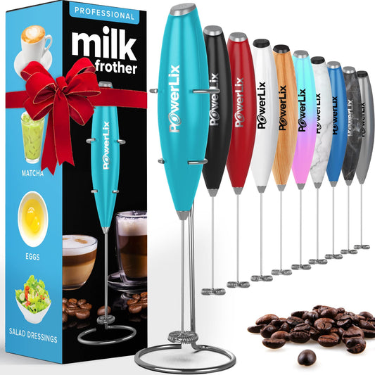 Espumador de Leche PowerLix Plata Duradero con Soporte de Acero Inoxidable