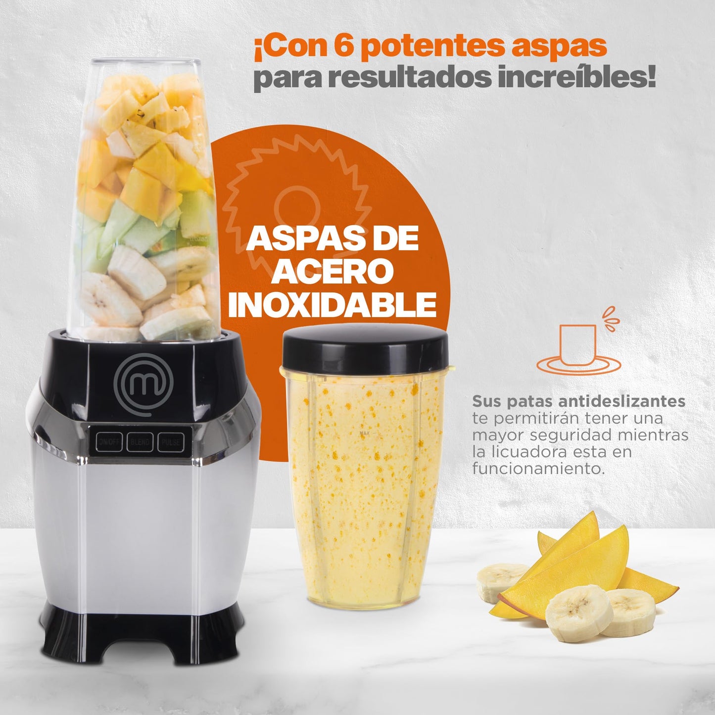 Procesador de Alimentos y Licuadora Nutri-Blender MasterChef Acero Inoxidable Alta Calidad Potente Motor 1000W Capacidad 700 ml Mezclas Eficientes
