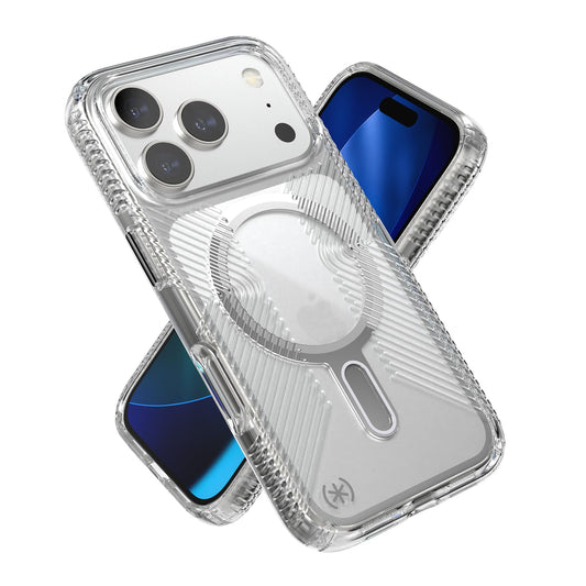 Funda Protectora Presidio Perfect Clear Grip Speck Transparente Plateado para iPhone 17 Pro