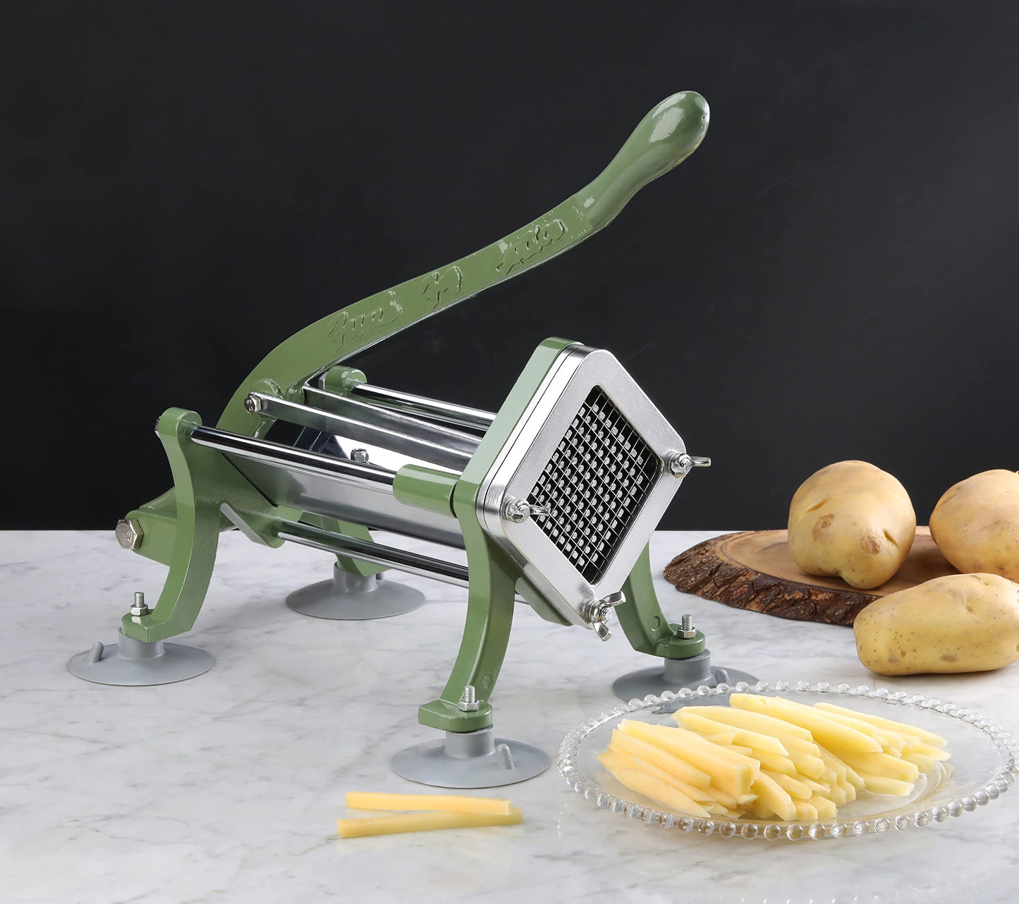 Cortador de Papas Fritas New Star Foodservice 37340 con Pies de Succión 1/4 Pulgada para Restaurante Comercial
