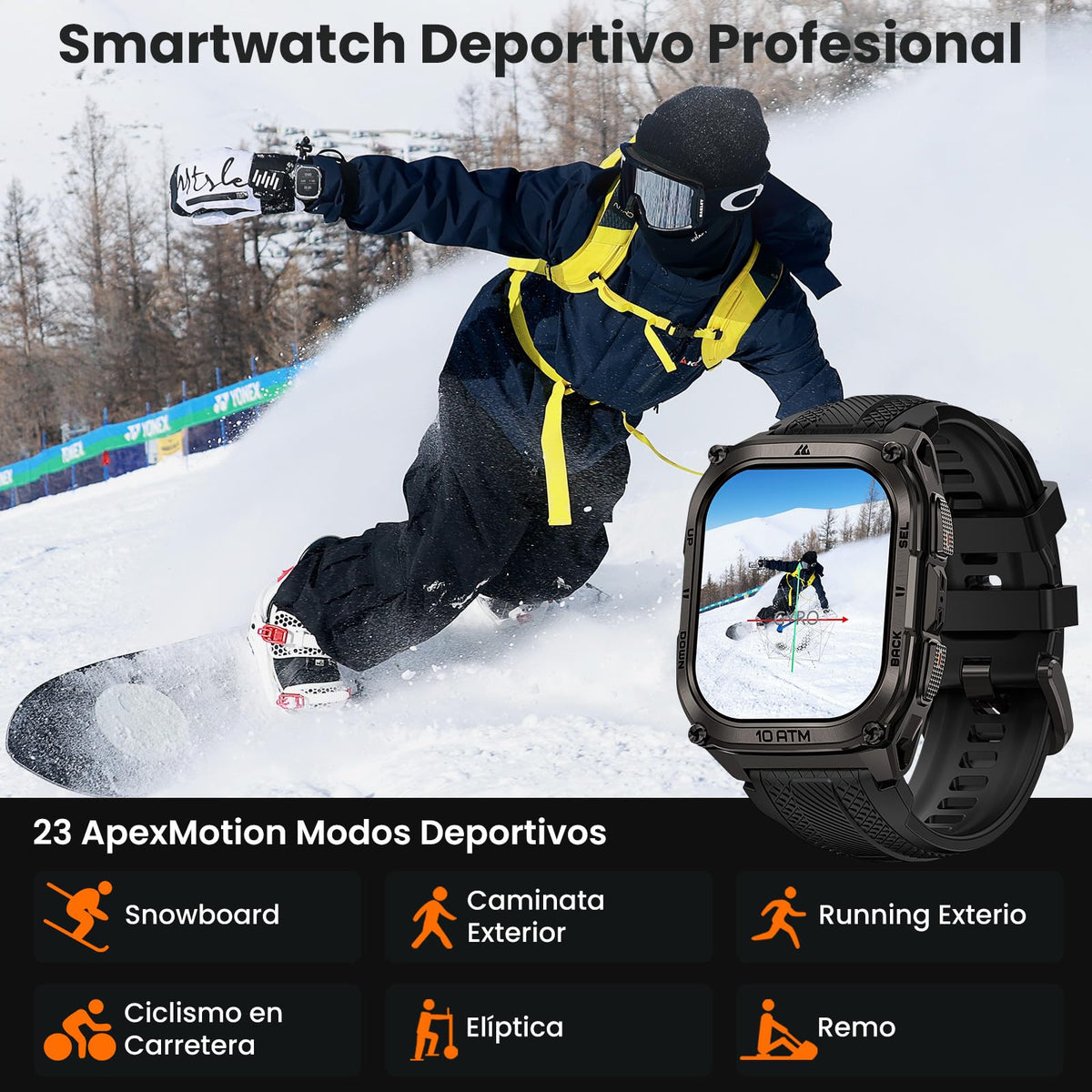 Reloj Smart Watch KOSPET Tank M4 Hombre Impermeable AMOLED 1.96 Pulgadas