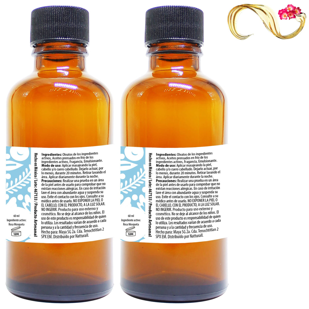 Pauete de 2 aceites de ROSA MOSQUETA 60 ml cada uno Natturall