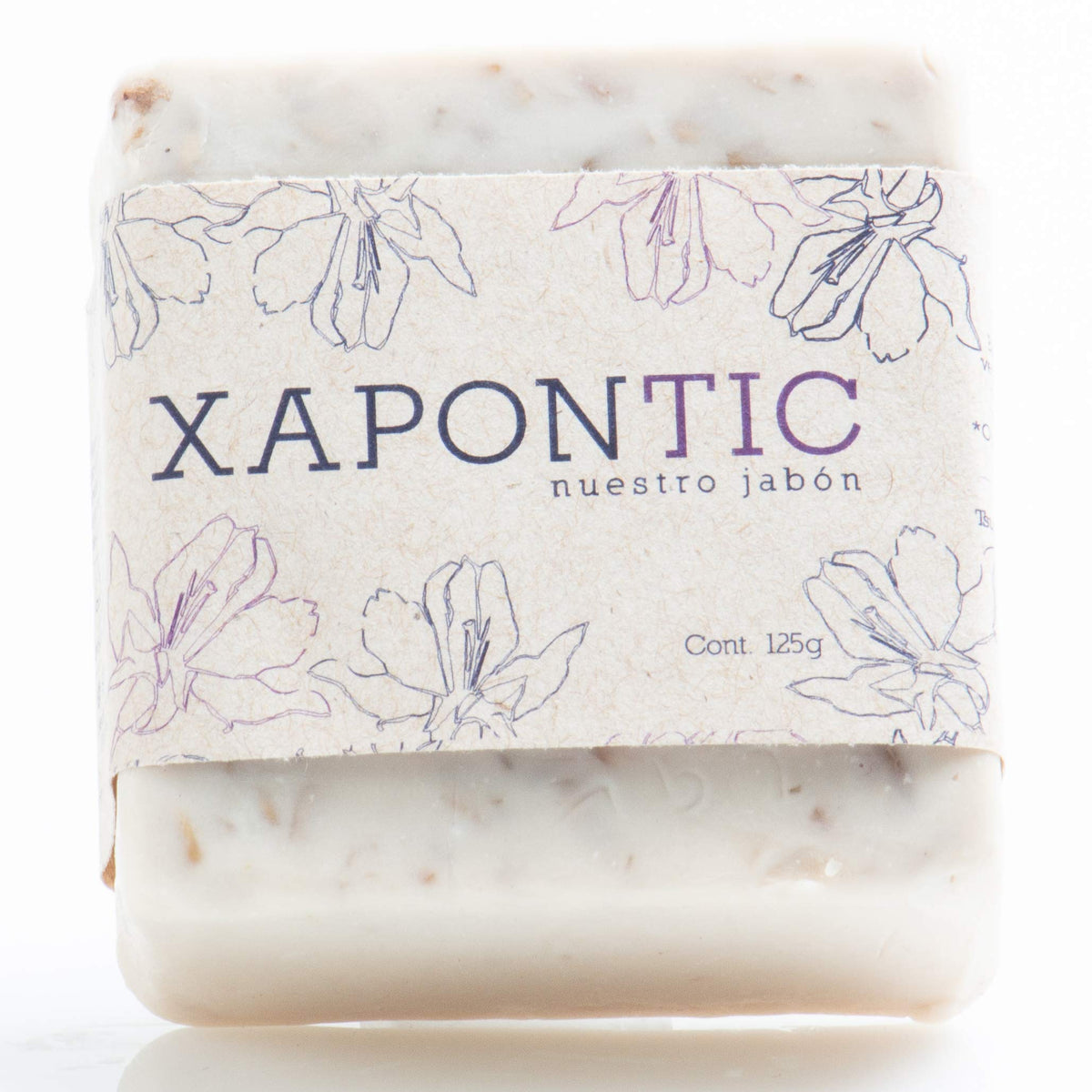 Kit Xapontic de 2 jabones artesanales (Miel-Avena y Lavanda) con bolsa bordada a mano