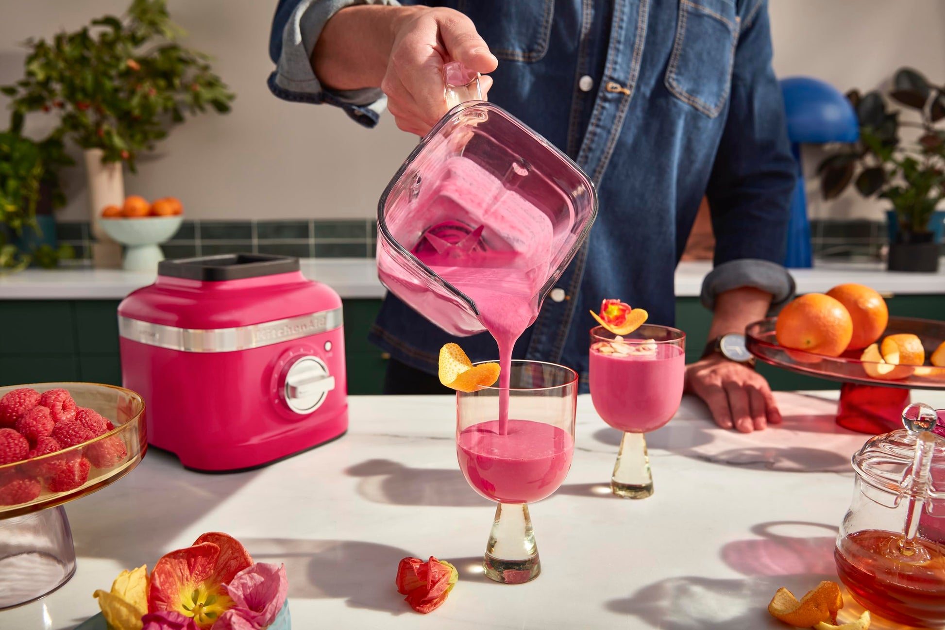 KitchenAid 7KSB4026MHI - K400 Licuadora con Jarra de Vidrio 48 OZ Color Hibiscus