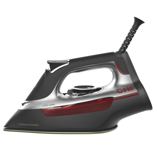 CHI Steam Iron for Clothes with 300+ Holes for Powerful Steaming, Temperature Guide Dial, 1700 Watts, XL 10’ Cord, 3-Way Auto Shutoff, Titanium Infused Ceramic Soleplate, Silver