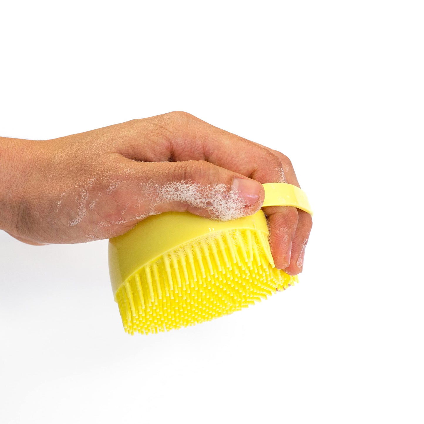 Generic Cepillo de Baño para Perro y Mascotas de Pelo Corto y Largo de Silicona Suave con Dispensador de Champú (Amarillo)