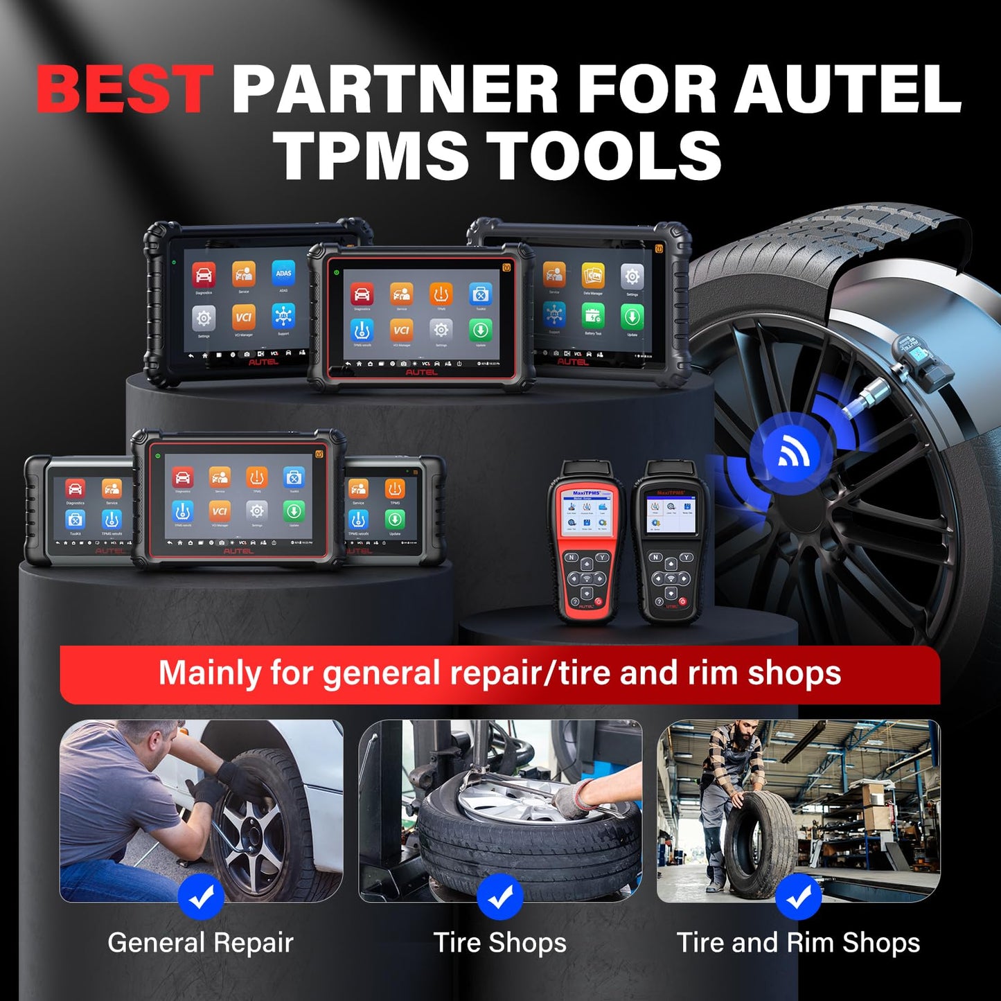 Autel TPMS Sensors Set de 4, sensor MX, sensor de presión de neumáticos MaxiTPMS 2 en 1 (315 MHz + 433 MHz) Sensores OE a presión programables por TS408S TS508 TS508WF TS608 ITS600 MP900TS MS906PRO-TS