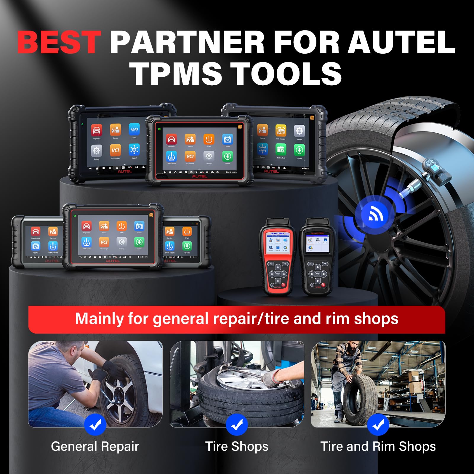 Autel TPMS Sensors Set de 4, sensor MX, sensor de presión de neumáticos MaxiTPMS 2 en 1 (315 MHz + 433 MHz) Sensores OE a presión programables por TS408S TS508 TS508WF TS608 ITS600 MP900TS MS906PRO-TS