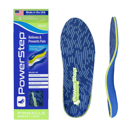 Plantillas PowerStep Azul Verde de Espuma Viscoelástica con Soporte Ortopédico y Alivio del Dolor en Talón y Arco para Mujer y Hombre