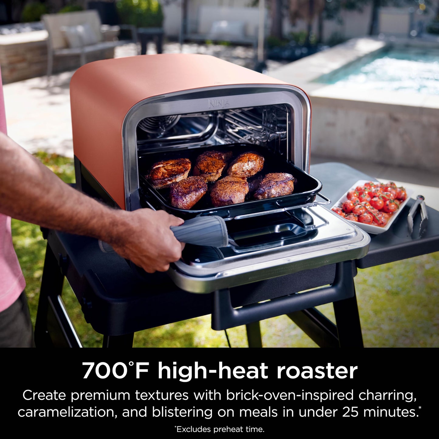 Horno de Pizza Exterior Ninja Rojo Terracota 8 en 1 con Tecnología Woodfire y Ahumador de Barbacoa